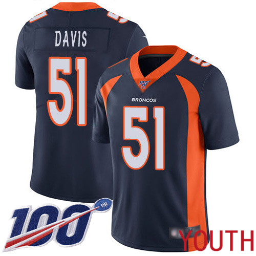Youth Denver Broncos #51 Todd Davis Navy Blue Alternate Vapor Untouchable Limited Player 100th Season Football NFL Jersey->youth nfl jersey->Youth Jersey